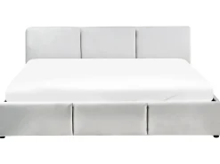 New Łóżko z pojemnikiem BOUSSE Welur Jasno 180 x 200 cm Łóżka Tapicerowane|Łóżka Podwójne