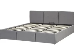 Best Łóżko z pojemnikiem BOUSSE Welur Ciemno 180 x 200 cm Łóżka Tapicerowane|Łóżka Podwójne
