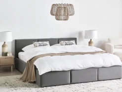 Best Łóżko z pojemnikiem BOUSSE Welur Ciemno 180 x 200 cm Łóżka Tapicerowane|Łóżka Podwójne