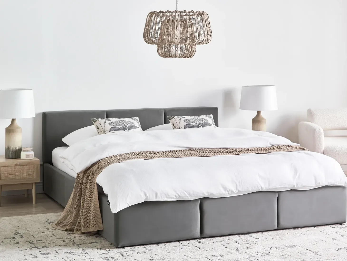 Best Łóżko z pojemnikiem BOUSSE Welur Ciemno 180 x 200 cm Łóżka Tapicerowane|Łóżka Podwójne