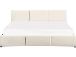 Discount Łóżko z pojemnikiem BOUSSE Welur Jasno 180 x 200 cm Łóżka Tapicerowane|Łóżka Podwójne