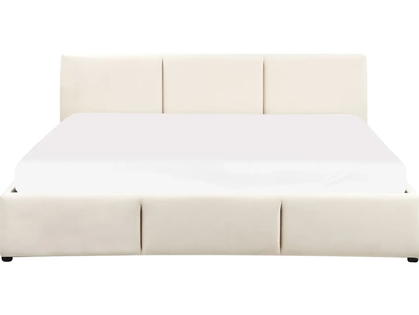 Discount Łóżko z pojemnikiem BOUSSE Welur Jasno 180 x 200 cm Łóżka Tapicerowane|Łóżka Podwójne