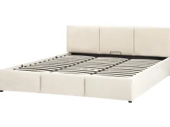 Discount Łóżko z pojemnikiem BOUSSE Welur Jasno 180 x 200 cm Łóżka Tapicerowane|Łóżka Podwójne