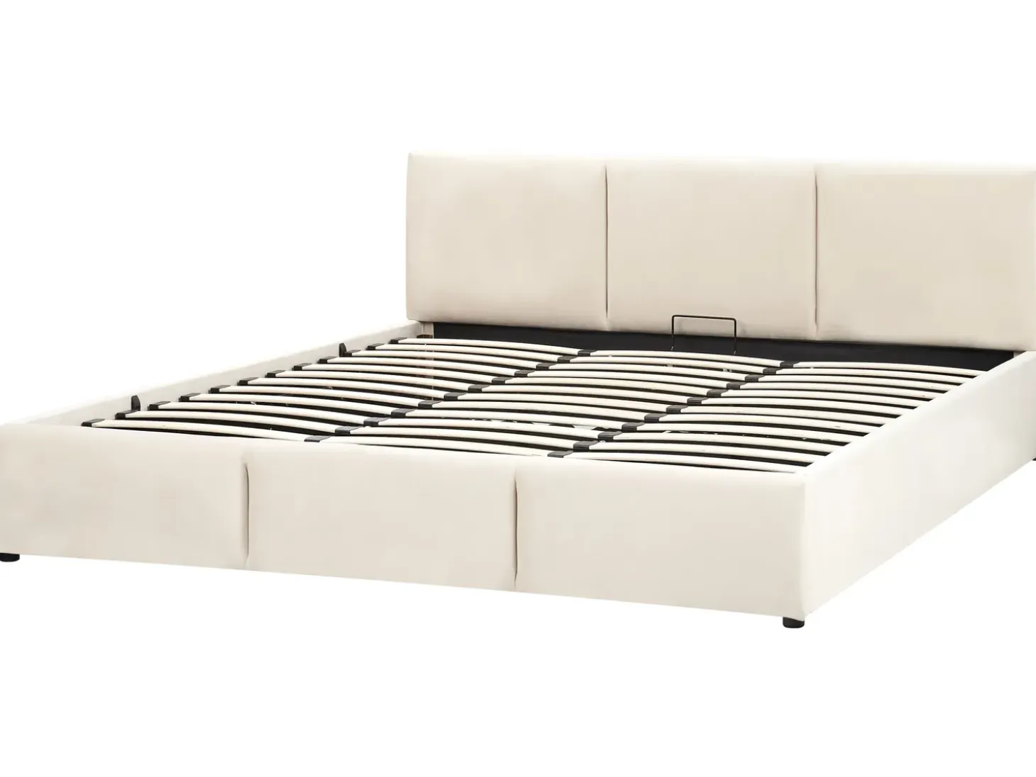 Discount Łóżko z pojemnikiem BOUSSE Welur Jasno 180 x 200 cm Łóżka Tapicerowane|Łóżka Podwójne
