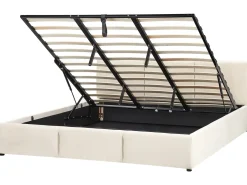 Discount Łóżko z pojemnikiem BOUSSE Welur Jasno 180 x 200 cm Łóżka Tapicerowane|Łóżka Podwójne
