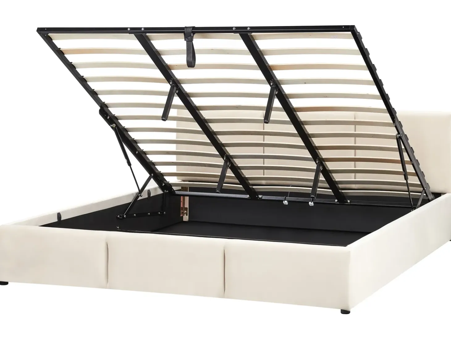 Discount Łóżko z pojemnikiem BOUSSE Welur Jasno 180 x 200 cm Łóżka Tapicerowane|Łóżka Podwójne