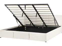 Discount Łóżko z pojemnikiem BOUSSE Złamana biel 180 x 200 cm Łóżka Tapicerowane|Łóżka Podwójne