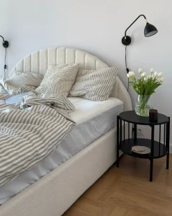 Clearance Łóżko z pojemnikiem CHADENET Boucle Złamana biel 180 x 200 cm Łóżka Tapicerowane|Łóżka Podwójne