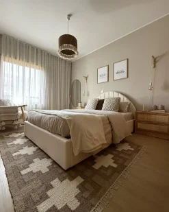 Clearance Łóżko z pojemnikiem CHADENET Boucle Złamana biel 180 x 200 cm Łóżka Tapicerowane|Łóżka Podwójne