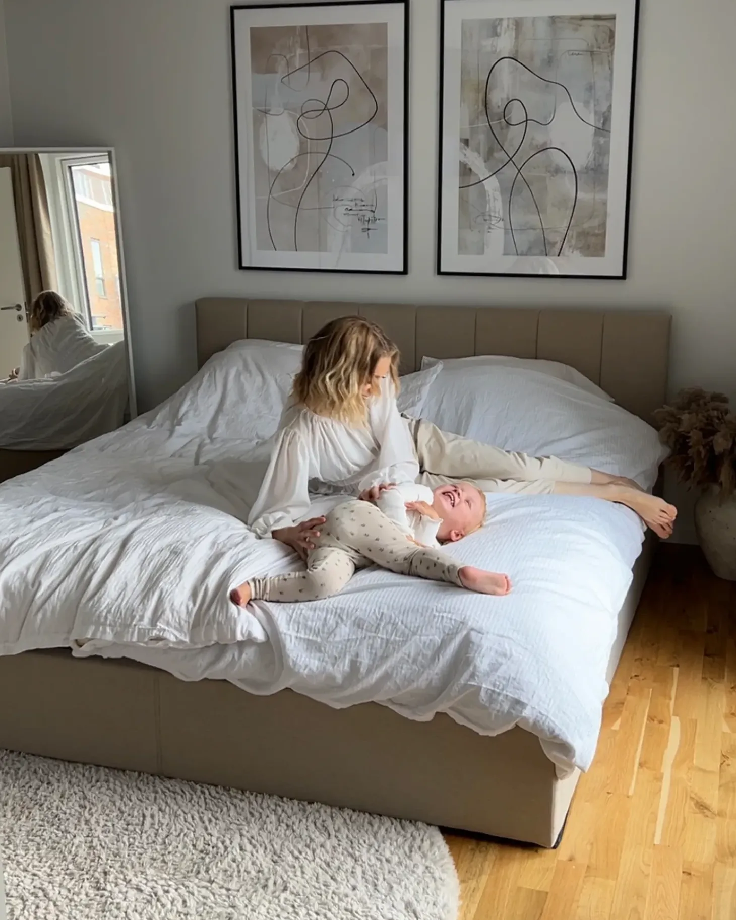 Discount Łóżko z pojemnikiem DREUX Beżowy 180 x 200 cm Łóżka Tapicerowane|Łóżka Podwójne