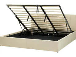 Discount Łóżko z pojemnikiem DREUX Beżowy 180 x 200 cm Łóżka Tapicerowane|Łóżka Podwójne