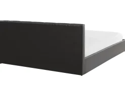 Best Łóżko z pojemnikiem DREUX Ekoskóra Ciemno 180 x 200 cm Łóżka Podwójne|Łóżka Skórzane
