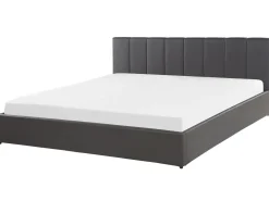 Best Łóżko z pojemnikiem DREUX Ekoskóra Ciemno 180 x 200 cm Łóżka Podwójne|Łóżka Skórzane