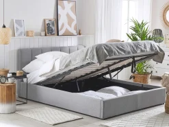 Hot Łóżko z pojemnikiem DREUX Jasno 180 x 200 cm Łóżka Tapicerowane|Łóżka Podwójne
