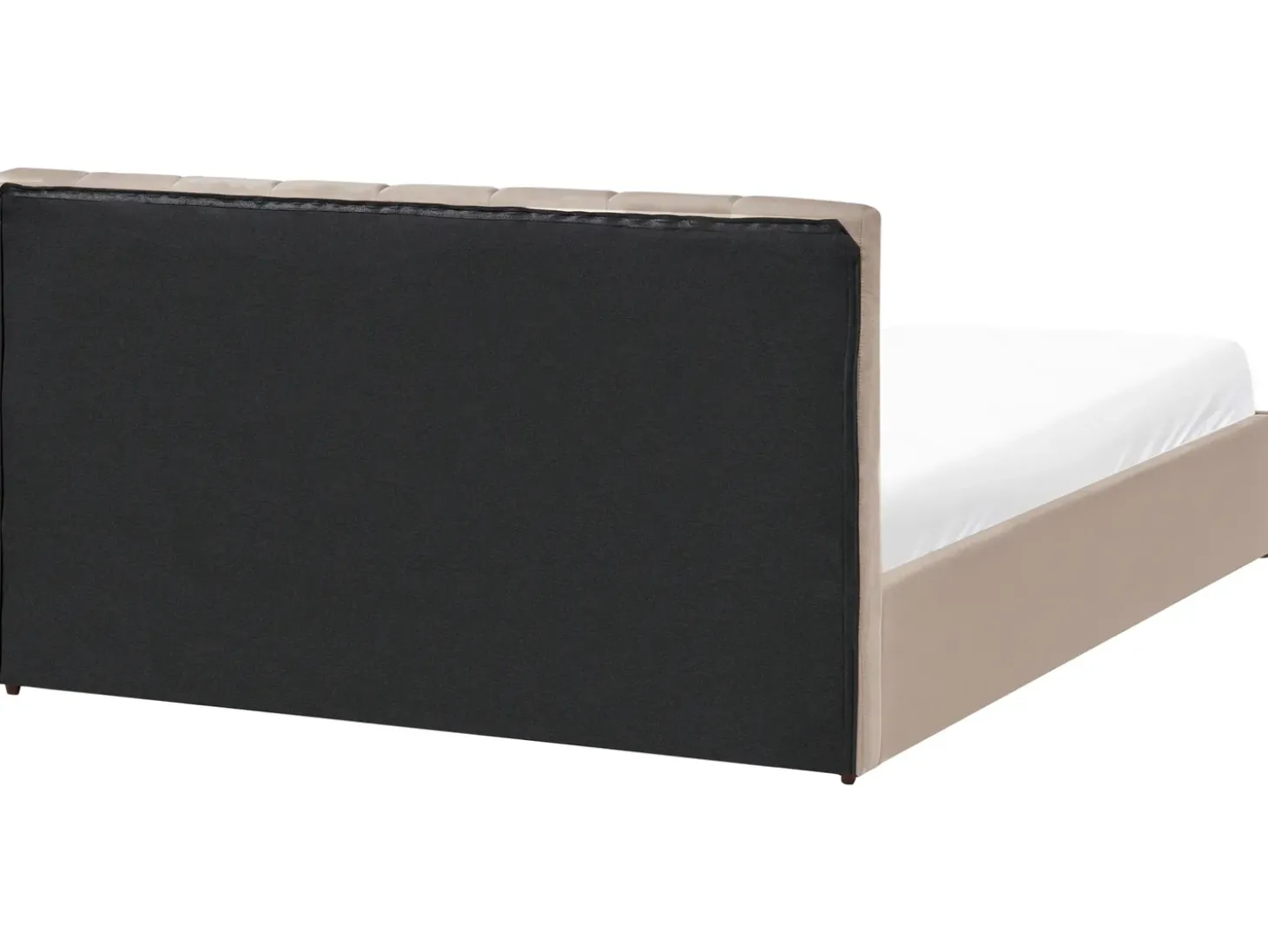 Discount Łóżko z pojemnikiem DREUX Welur Beżowoszary 180 x 200 cm Łóżka Tapicerowane|Łóżka Podwójne