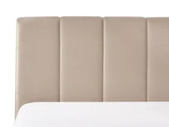 Discount Łóżko z pojemnikiem DREUX Welur Beżowoszary 180 x 200 cm Łóżka Tapicerowane|Łóżka Podwójne