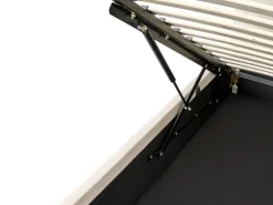 Outlet Łóżko z pojemnikiem DREUX Welur Jasnobeżowy 180 x 200 cm Łóżka Tapicerowane|Łóżka Podwójne