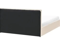 Outlet Łóżko z pojemnikiem DREUX Welur Jasnobeżowy 180 x 200 cm Łóżka Tapicerowane|Łóżka Podwójne
