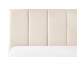 Outlet Łóżko z pojemnikiem DREUX Welur Jasnobeżowy 180 x 200 cm Łóżka Tapicerowane|Łóżka Podwójne