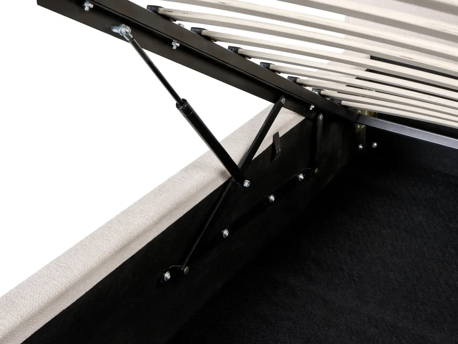 Clearance Łóżko z pojemnikiem LAGARDE Złamana biel 160 x 200 cm Łóżka Tapicerowane|Łóżka Podwójne