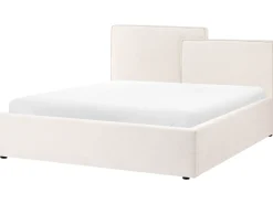 Clearance Łóżko z pojemnikiem LAGARDE Złamana biel 160 x 200 cm Łóżka Tapicerowane|Łóżka Podwójne