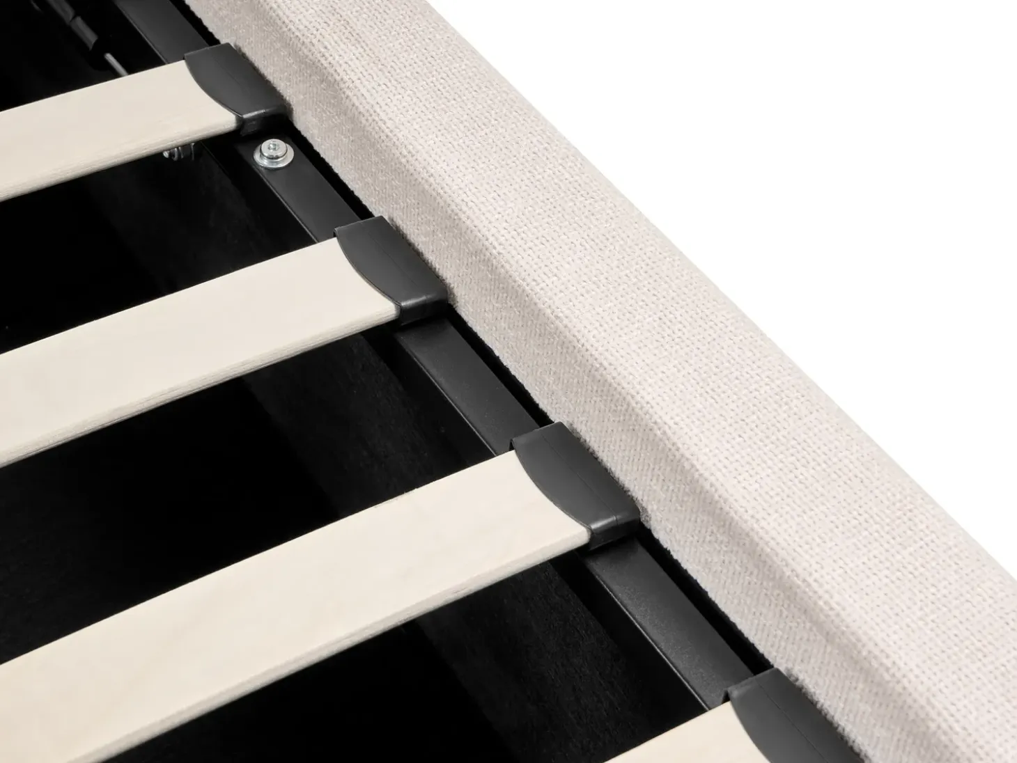 Clearance Łóżko z pojemnikiem LAGARDE Złamana biel 160 x 200 cm Łóżka Tapicerowane|Łóżka Podwójne