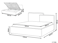 Clearance Łóżko z pojemnikiem LAGARDE Złamana biel 160 x 200 cm Łóżka Tapicerowane|Łóżka Podwójne