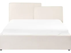 Clearance Łóżko z pojemnikiem LAGARDE Złamana biel 160 x 200 cm Łóżka Tapicerowane|Łóżka Podwójne