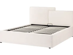Clearance Łóżko z pojemnikiem LAGARDE Złamana biel 160 x 200 cm Łóżka Tapicerowane|Łóżka Podwójne