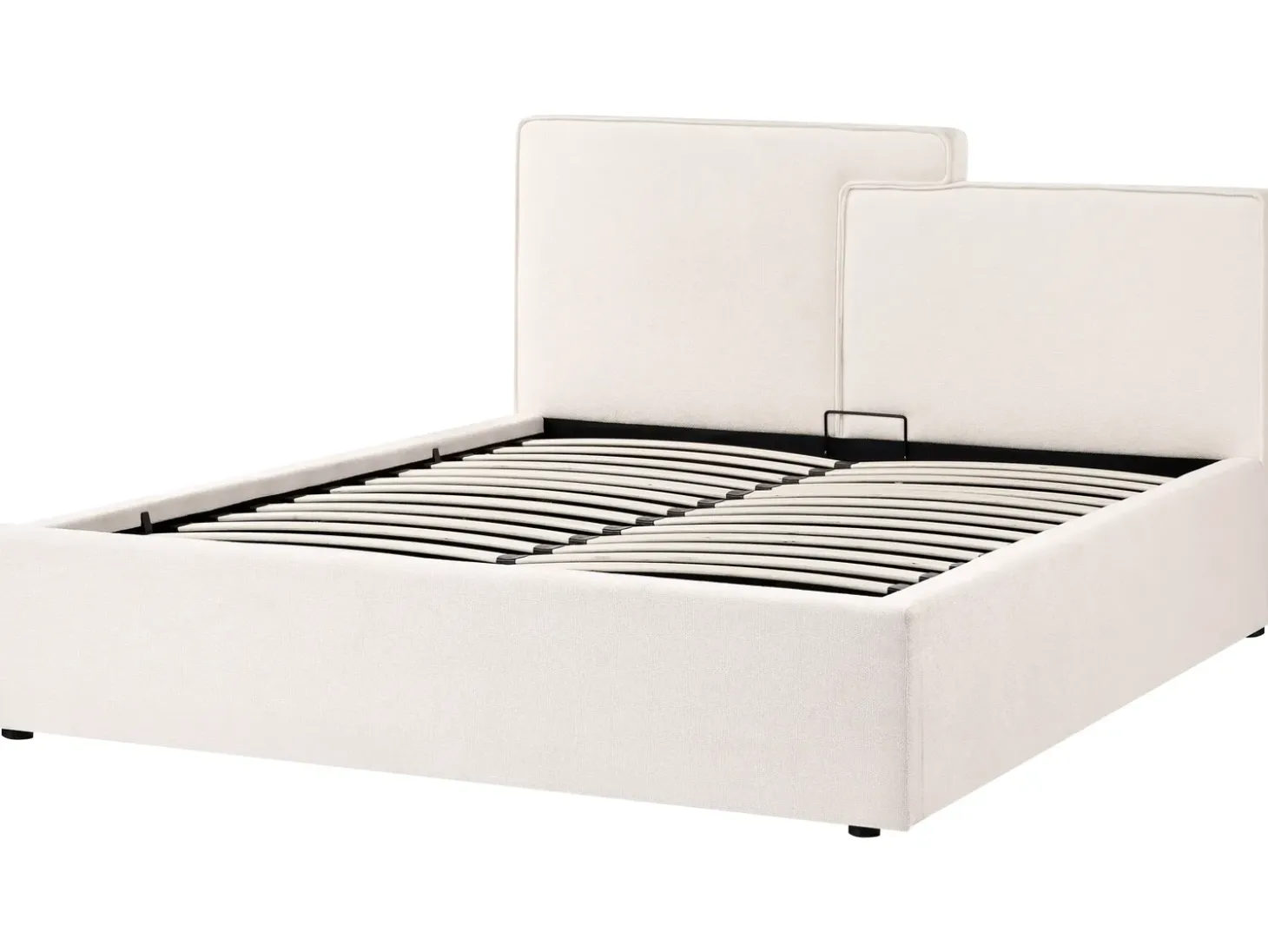 Clearance Łóżko z pojemnikiem LAGARDE Złamana biel 160 x 200 cm Łóżka Tapicerowane|Łóżka Podwójne