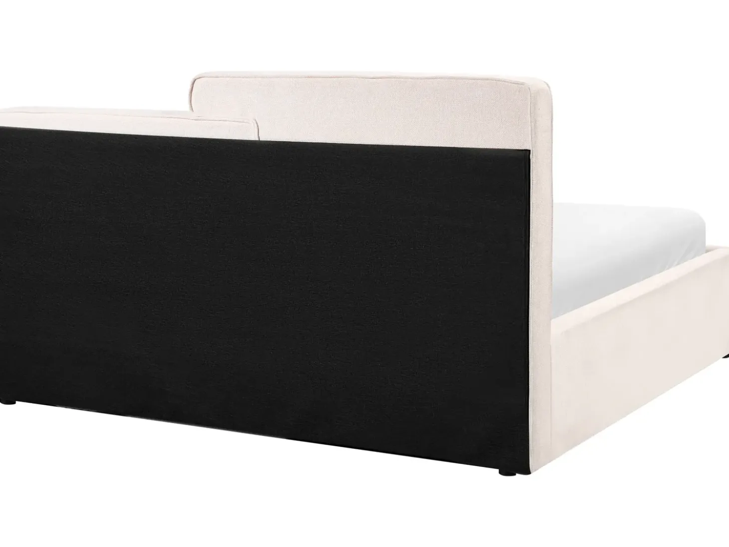Clearance Łóżko z pojemnikiem LAGARDE Złamana biel 160 x 200 cm Łóżka Tapicerowane|Łóżka Podwójne