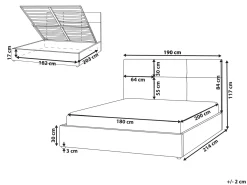 Sale Łóżko z pojemnikiem LAGORD Złamana biel 180 x 200 cm Łóżka Tapicerowane|Łóżka Podwójne