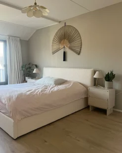 Sale LAVAUR Boucle Złamana biel 180 x 200 cm Łóżka Tapicerowane|Łóżka Podwójne