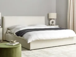 Sale LAVAUR Boucle Złamana biel 180 x 200 cm Łóżka Tapicerowane|Łóżka Podwójne