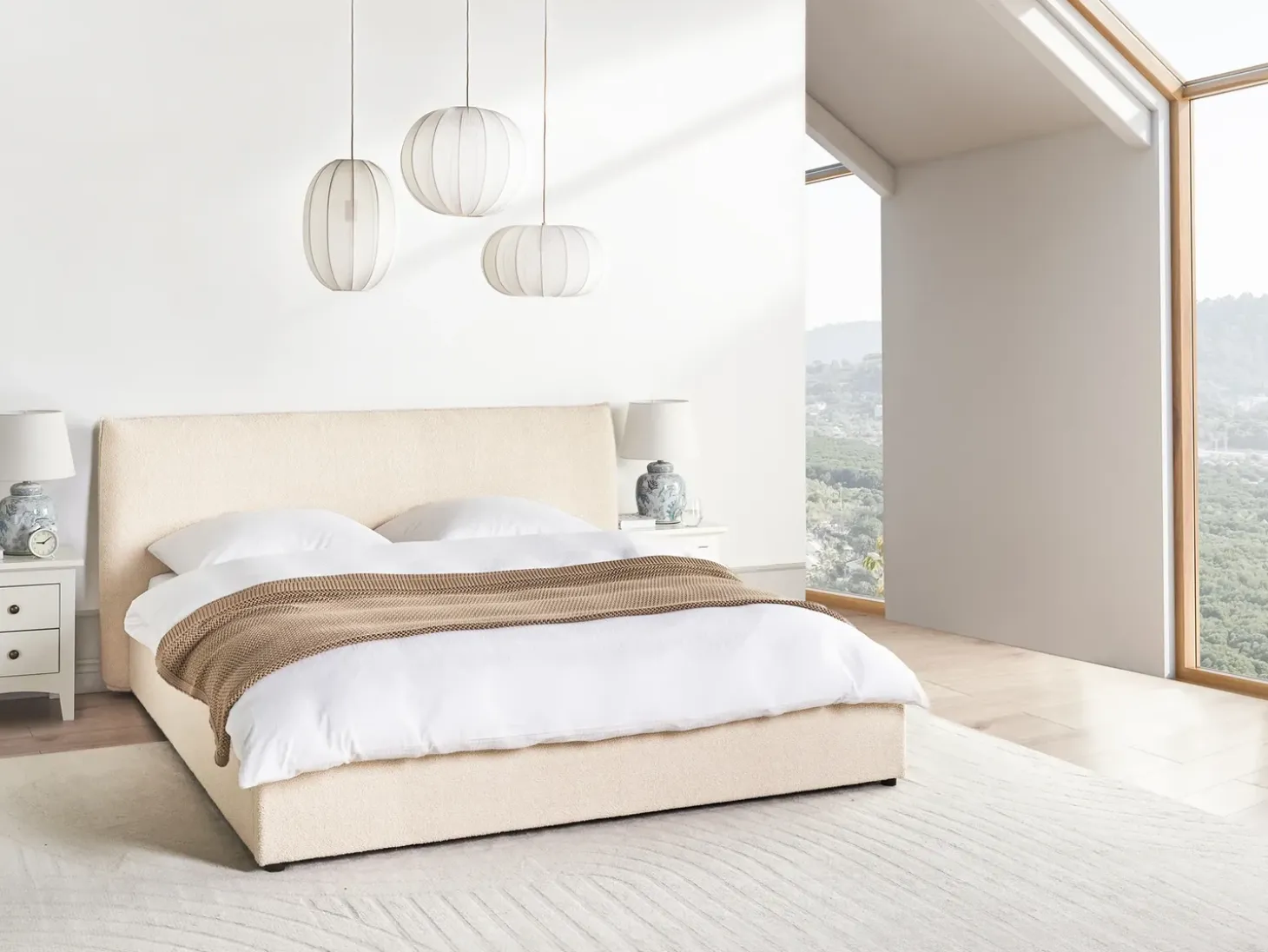 Best LAVAUR Boucle 180 x 200 cm Łóżka Tapicerowane|Łóżka Podwójne