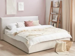 Clearance LAVAUR Welur Złamana biel 180 x 200 cm Łóżka Tapicerowane|Łóżka Podwójne