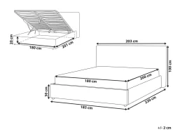 Clearance LAVAUR Welur Złamana biel 180 x 200 cm Łóżka Tapicerowane|Łóżka Podwójne