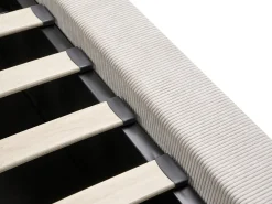 Discount Łóżko z pojemnikiem LILLEBONNE Sztruks Jasnobeżowy 160 x 200 cm Łóżka Tapicerowane|Łóżka Podwójne