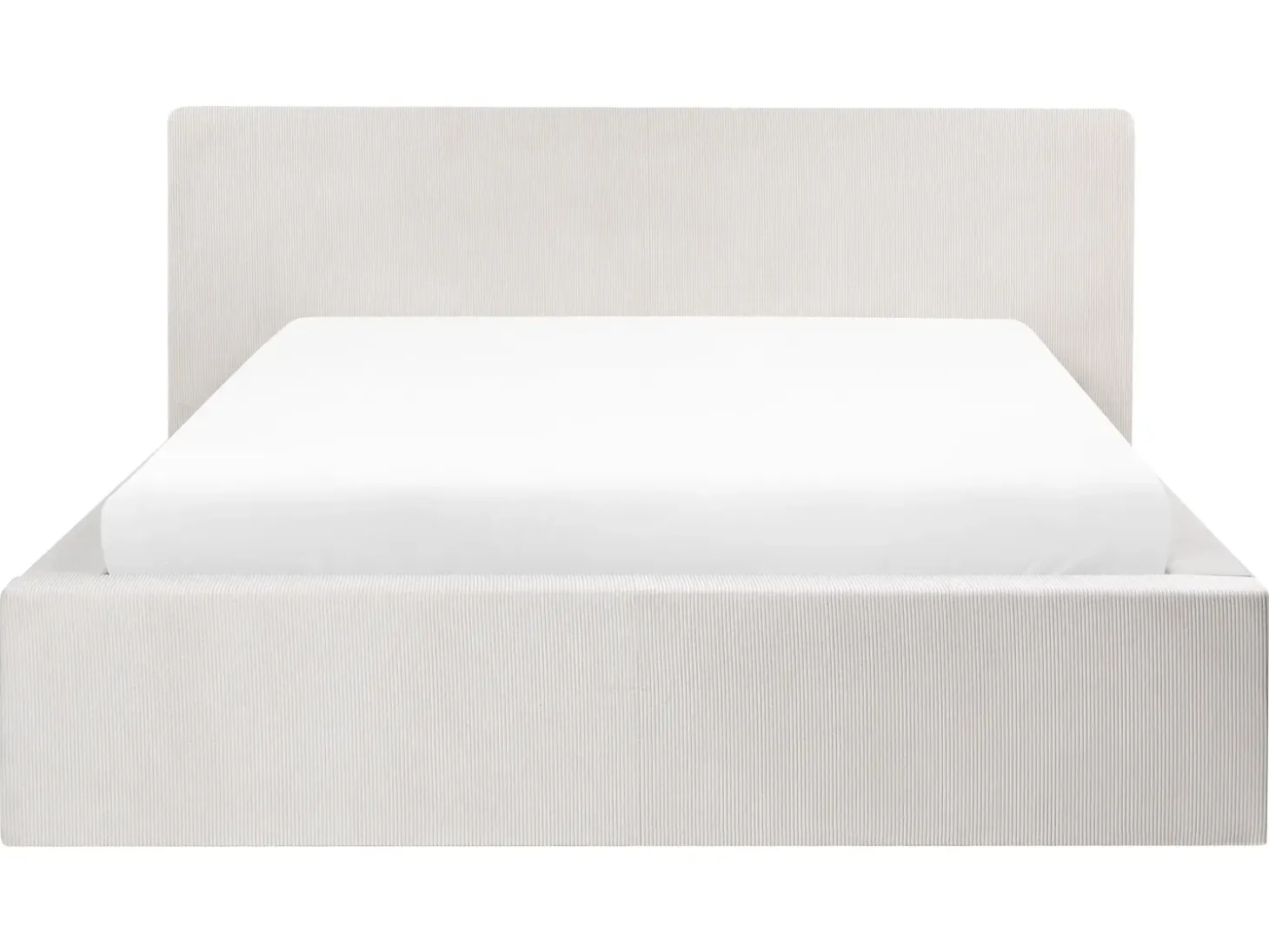 Discount Łóżko z pojemnikiem LILLEBONNE Sztruks Jasnobeżowy 160 x 200 cm Łóżka Tapicerowane|Łóżka Podwójne