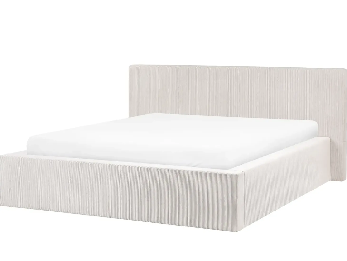 Discount Łóżko z pojemnikiem LILLEBONNE Sztruks Jasnobeżowy 160 x 200 cm Łóżka Tapicerowane|Łóżka Podwójne