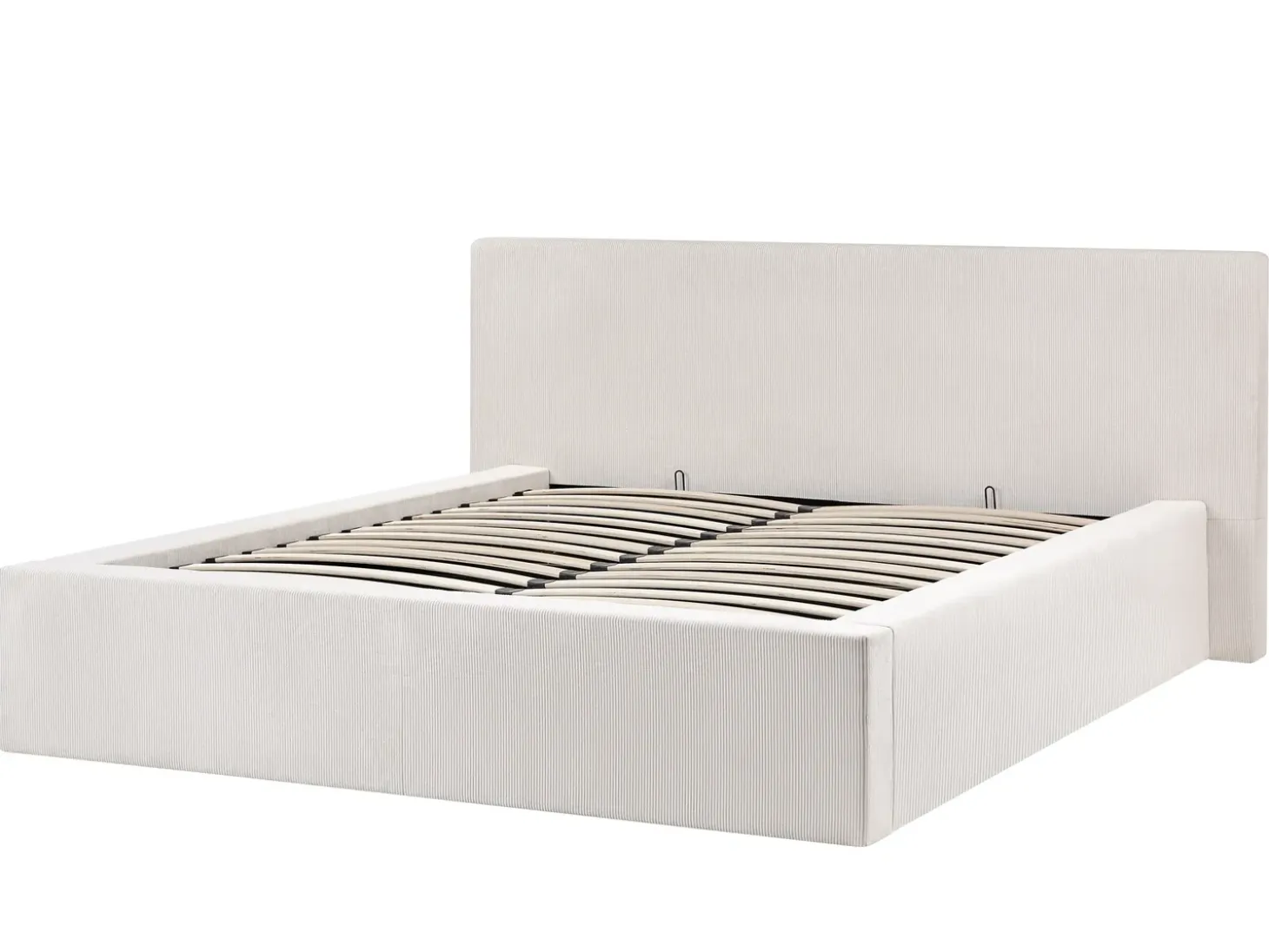 Discount Łóżko z pojemnikiem LILLEBONNE Sztruks Jasnobeżowy 160 x 200 cm Łóżka Tapicerowane|Łóżka Podwójne