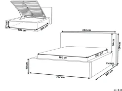 Outlet Łóżko z pojemnikiem LILLEBONNE Sztruks Jasnobeżowy 180 x 200 cm Łóżka Tapicerowane|Łóżka Podwójne