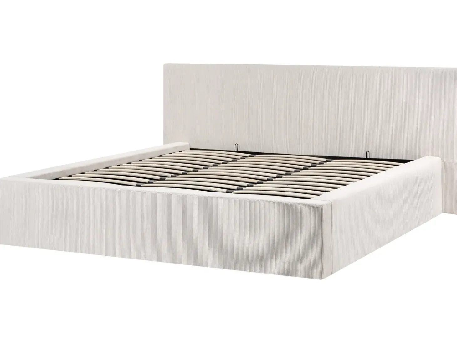 Outlet Łóżko z pojemnikiem LILLEBONNE Sztruks Jasnobeżowy 180 x 200 cm Łóżka Tapicerowane|Łóżka Podwójne