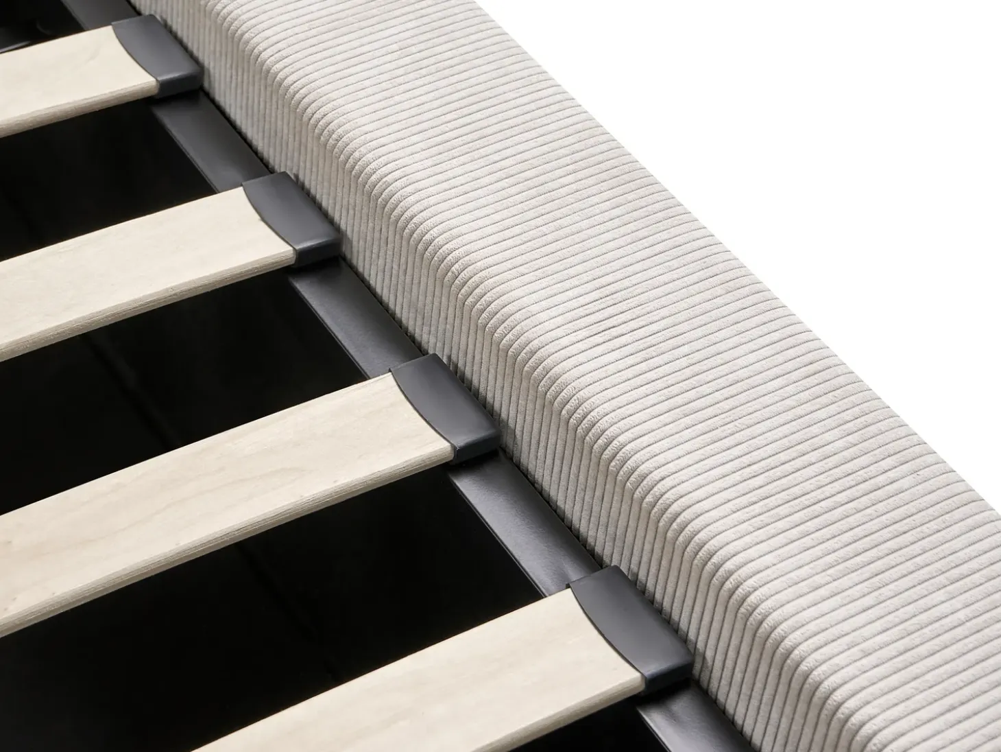 Outlet Łóżko z pojemnikiem LILLEBONNE Sztruks Jasnobeżowy 180 x 200 cm Łóżka Tapicerowane|Łóżka Podwójne