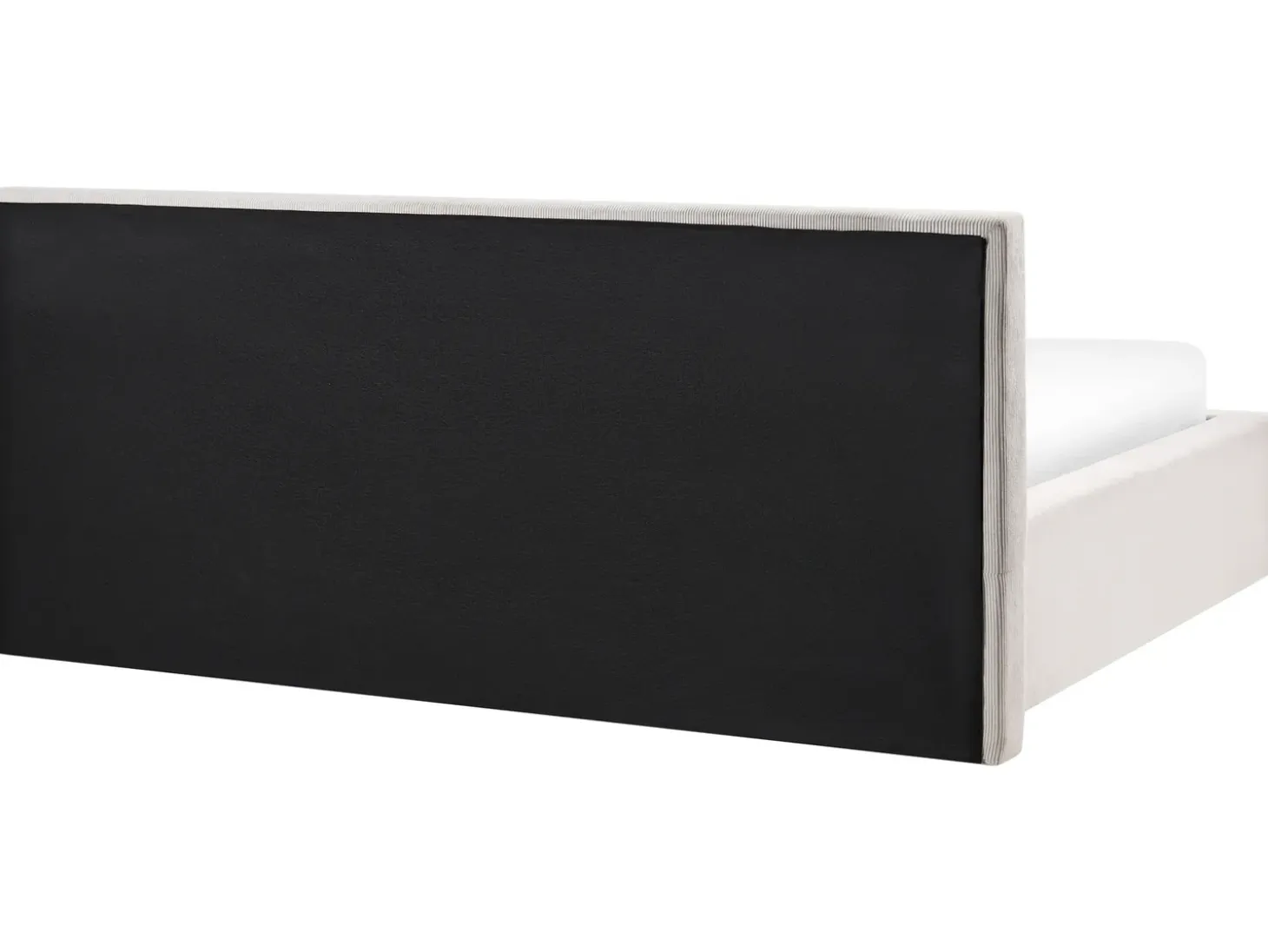 Outlet Łóżko z pojemnikiem LILLEBONNE Sztruks Jasnobeżowy 180 x 200 cm Łóżka Tapicerowane|Łóżka Podwójne