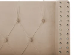 Outlet LUBBON Welur Beżowy 160 x 200 cm Łóżka Tapicerowane|Łóżka Podwójne