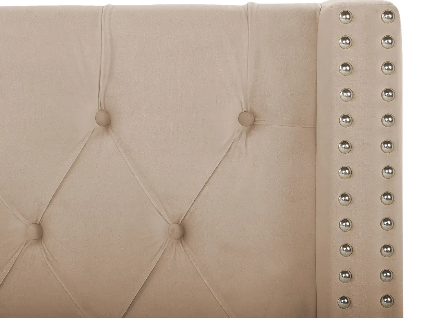 Outlet LUBBON Welur Beżowy 160 x 200 cm Łóżka Tapicerowane|Łóżka Podwójne