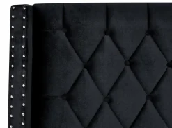 Outlet LUBBON Welur Czarny 160 x 200 cm Łóżka Tapicerowane|Łóżka Podwójne