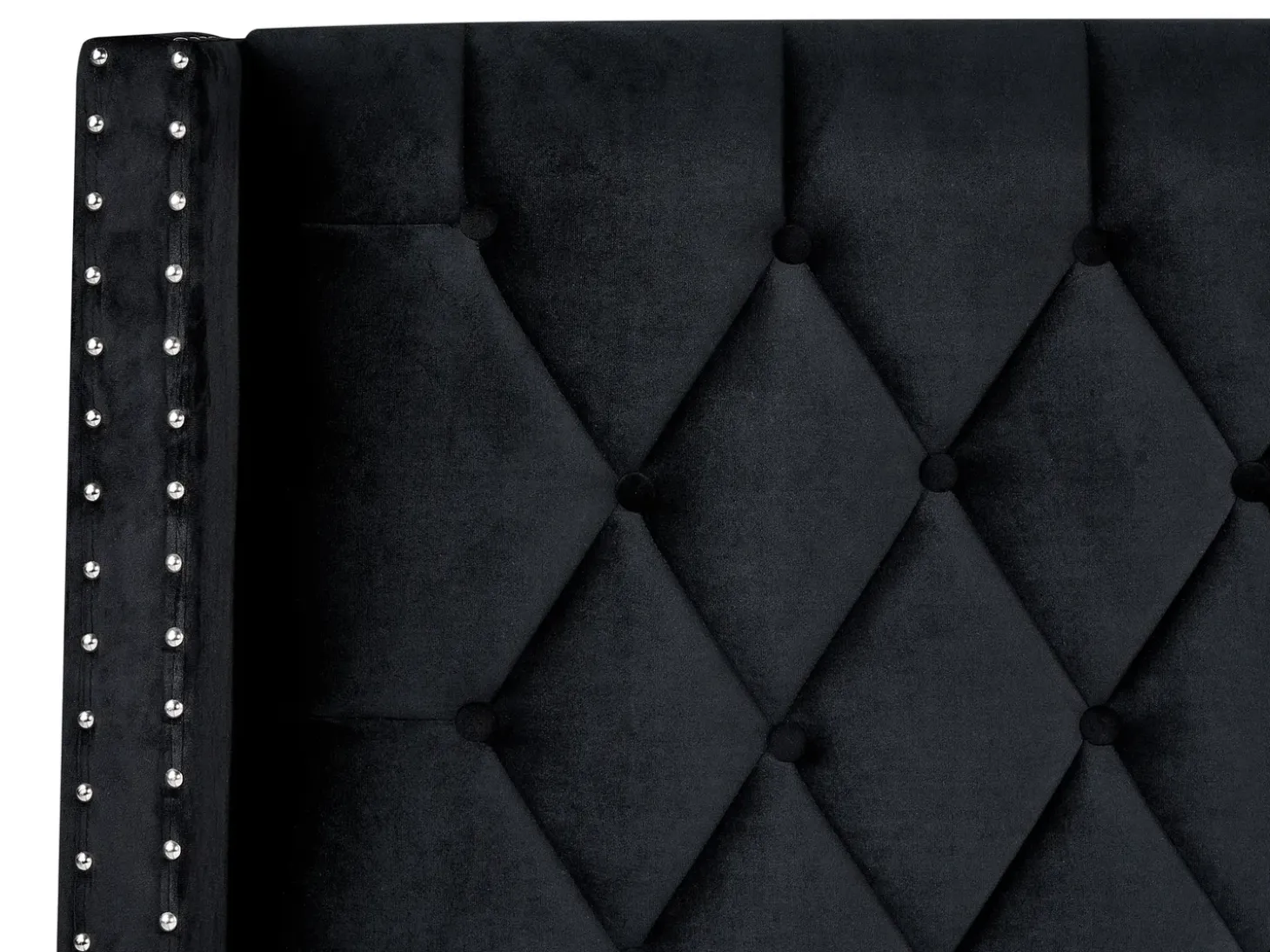 Outlet LUBBON Welur Czarny 160 x 200 cm Łóżka Tapicerowane|Łóżka Podwójne