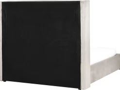 Outlet Łóżko z pojemnikiem LUBBON Welur Beżowoszary 140 x 200 cm Łóżka Tapicerowane|Łóżka Podwójne